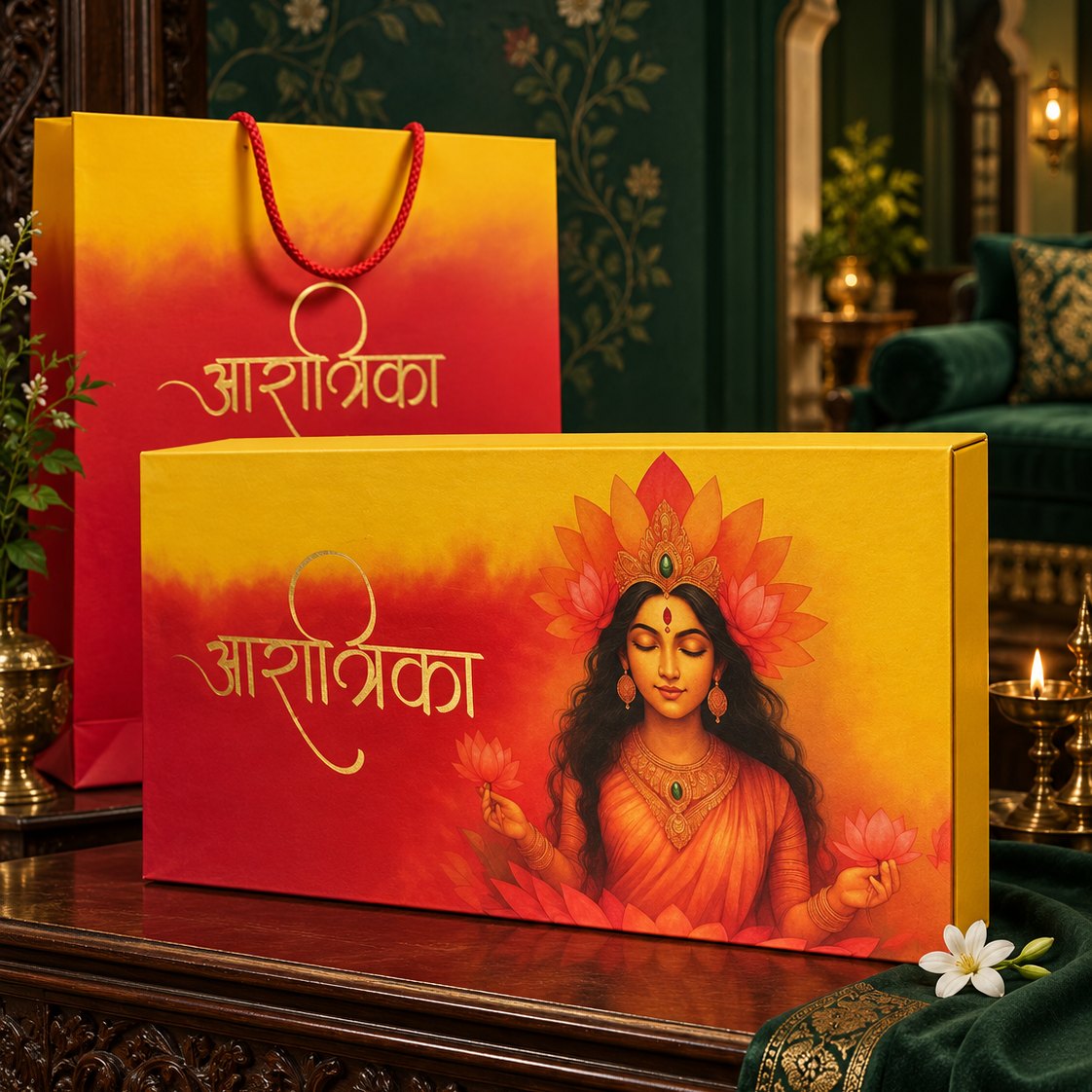 The closed Diwali Gift Box with its carry bag